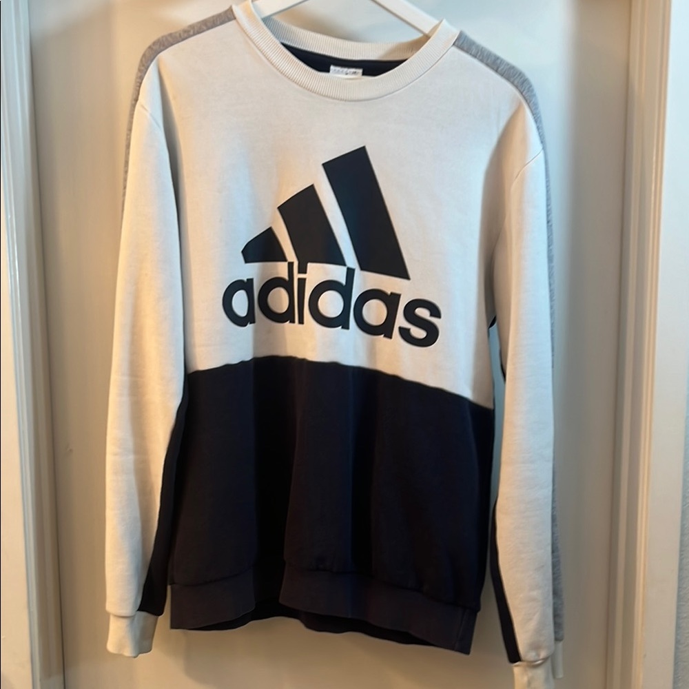 Adidas Black and White Crewneck Sweater